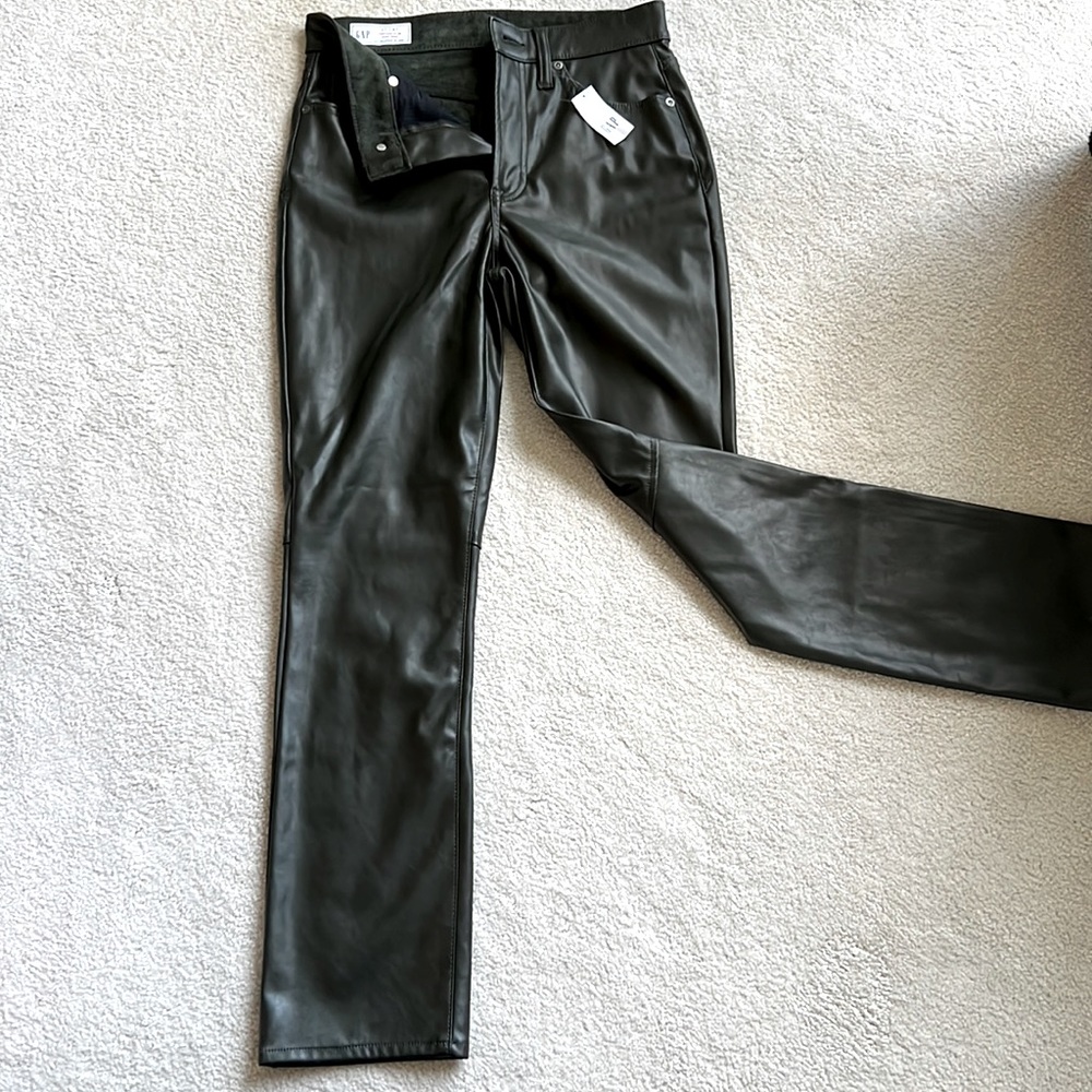 Faux leather slim high rise pants